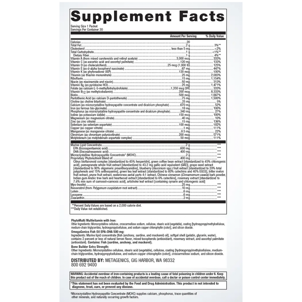 Women Daily Packs Wellness Essentials®  Metagenics Size: 30 packets